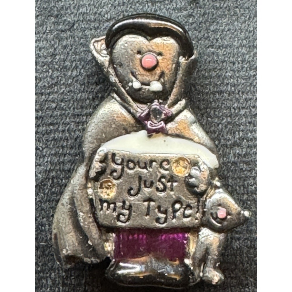 Vintage Halloween Vampire Brooch Count Dracula "You're Just My Type" Pin